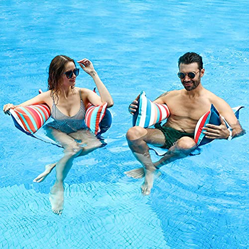 Finduwill Inflatable Pool Float, 2-Pack Xl Soft Fabric Multi-Purpose Inflatable Water Hammock (Saddle, Lounge Chair, Hammock, Drifter), Xl (Longer/Wider) Pool Lounge For Adults #TOP4