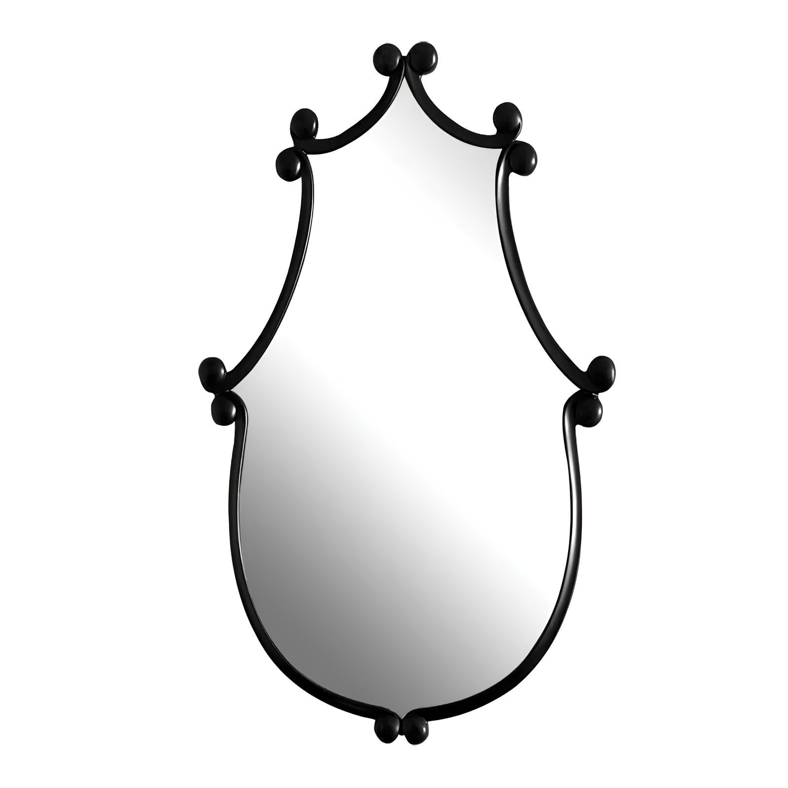 Espejo de Pared de Forma Irregular Negro con Marco de Madera, Espejo Vintage Decorativo para Baño, Entrada, Salón y Dormitorio, Espejo HD