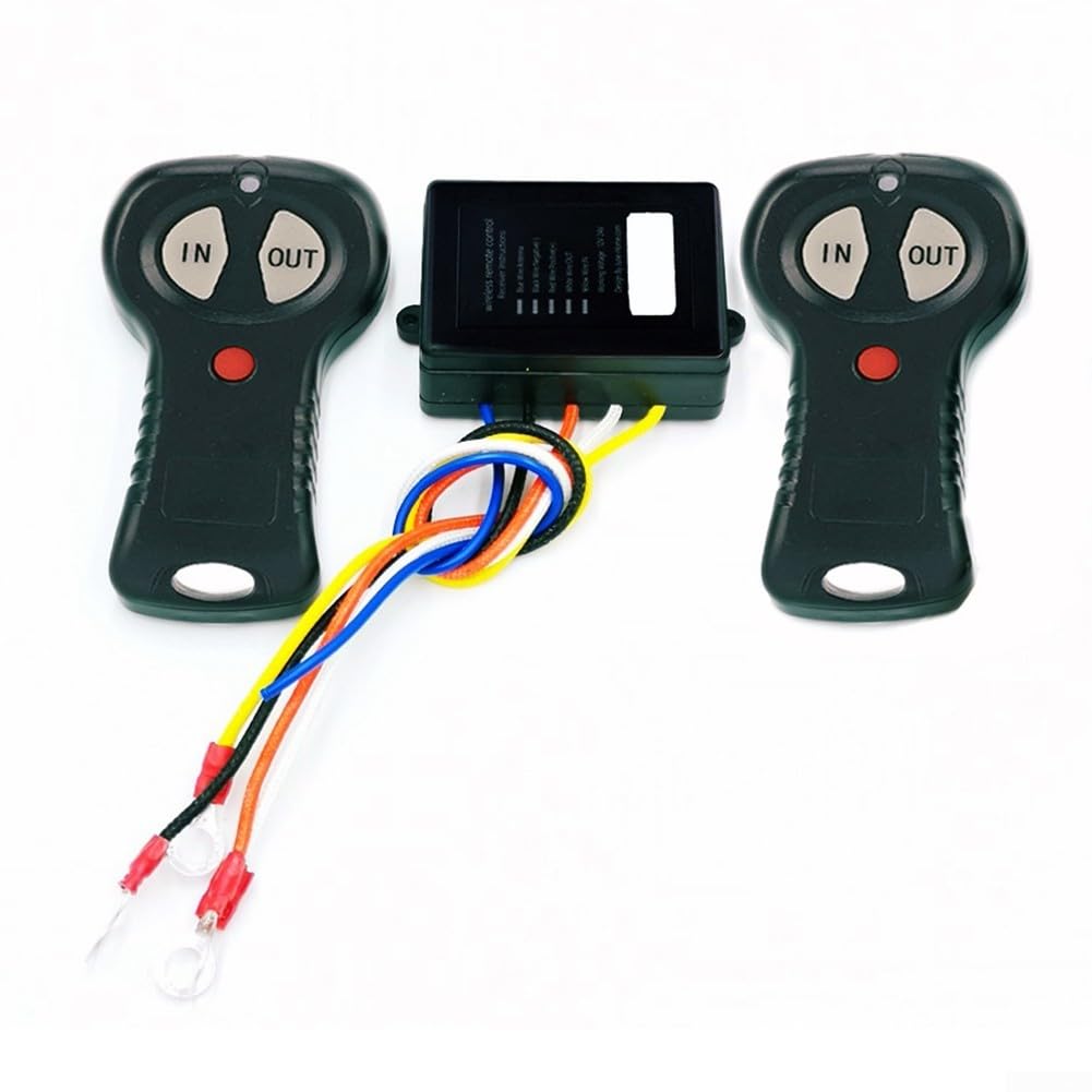 Kit di telecomando wireless per verricelli magnetici su veicoli 4x4, ATV, SUV, rimorchi e ascensori, 12 V 24 V, portata 15 m, interruttore on/off e indicatore LED (doppio) nero