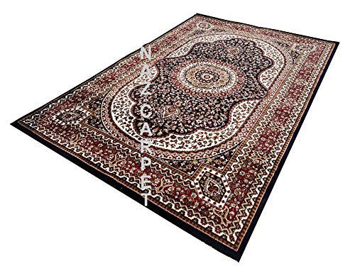 Image of Kashmiri Traditional Woollen Carpet with Advanced 1 Inch Thickness & Classical Look 150x200cm (5x7 Feet) Color Blue