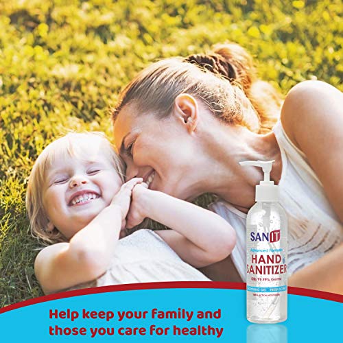 Sanit Moisturizing Hand Sanitizer Gel 70% Alcohol, With Pump - Kills 99.99% Germs, Advanced Formula With Vitamin E And Aloe Vera - Soothing Gel, Fresh Scent, Made In Usa - 8 Oz - 3 Pack #TOP5
