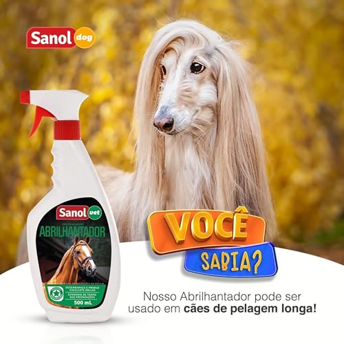 Sanol Dog Abrilhantador Para Pêlos De Cães E Cavalos 500 Ml Branco