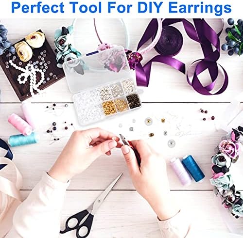 Earring Backs Kit, 1040 Pcs/500 Pairs Earring Stopper Clear Earring Backs Rubber, Alloy Earring Backs Replacements with Box, 10 Styles Ear Stud Findings for Jewelry Making DIY