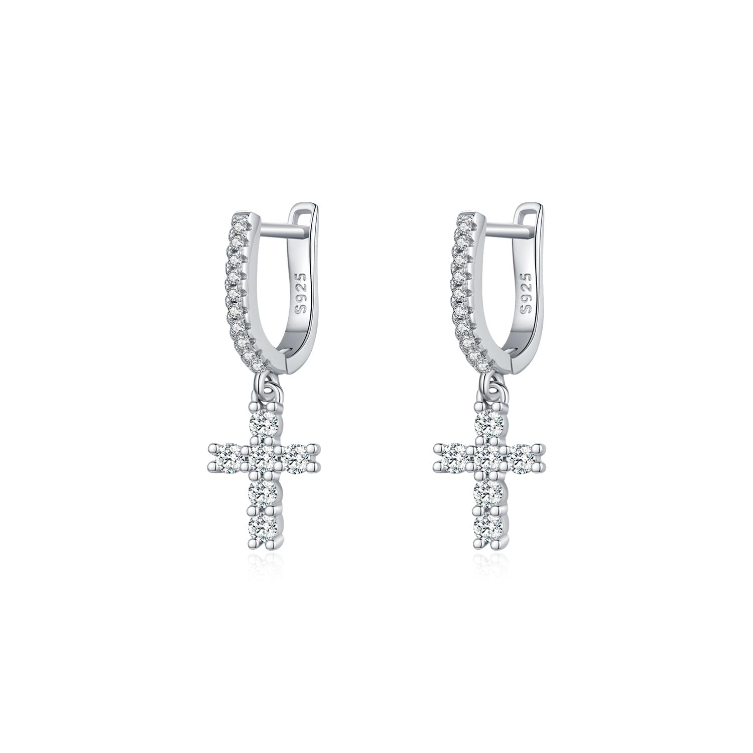 Orecchini da donna in argento sterling 925 Orecchini pendenti a croce Zirconi ornamenti da indossare tutti i giorni Un regalo per lei