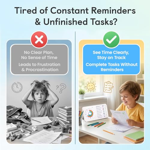Image of 2-in-1 Visual Timer with Task Board for ADHD & Autism, Dry Erase Chore Chart and Visual Schedule for Kids & Adults, Rainbow Countdown Timer for Classroom, Home, Homeschool (White)