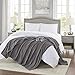 Beautyrest Electric Blanket Luxurious Micro Fleece Ultra Soft Ribbed Textured, Cozy and Snuggly Cover for Cold Weather, Fast Heating, Auto Shut Off, 20 Level Heat Setting Controller, Full, Grey