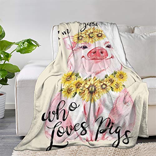 Just A Girl Who Loves Pigs Throw Blanket All Season Warm Lightweight High Breathable Soft Plush Fluffy Flannel Blankets for Couch Bed Sofa (Just A Girl Who Loves Pigs1, S 50"X40" Inch for Kid)