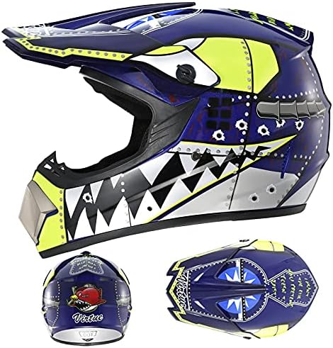Miniatura 2 de Casco de motocross todoterreno, casco para moto de calle, casco para motocicleta, ATV, BMX, MX, con guantes, gafas y máscara para unisex, jóvenes y