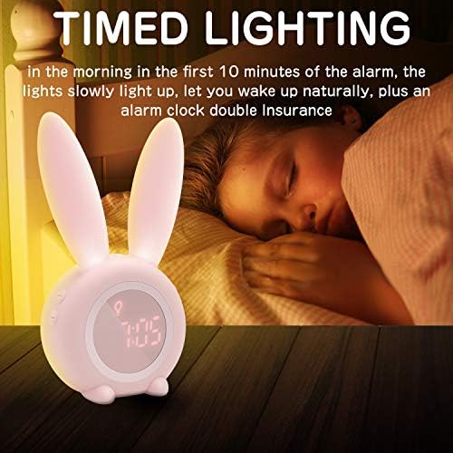 Homealexa Kids Alarm Clock, Girls and Boys Alarm Clock Digital for Bedroom, Rabbit Alarm Clock , LED Wake Up Light Girls Alarm Clock, Bedside Clock