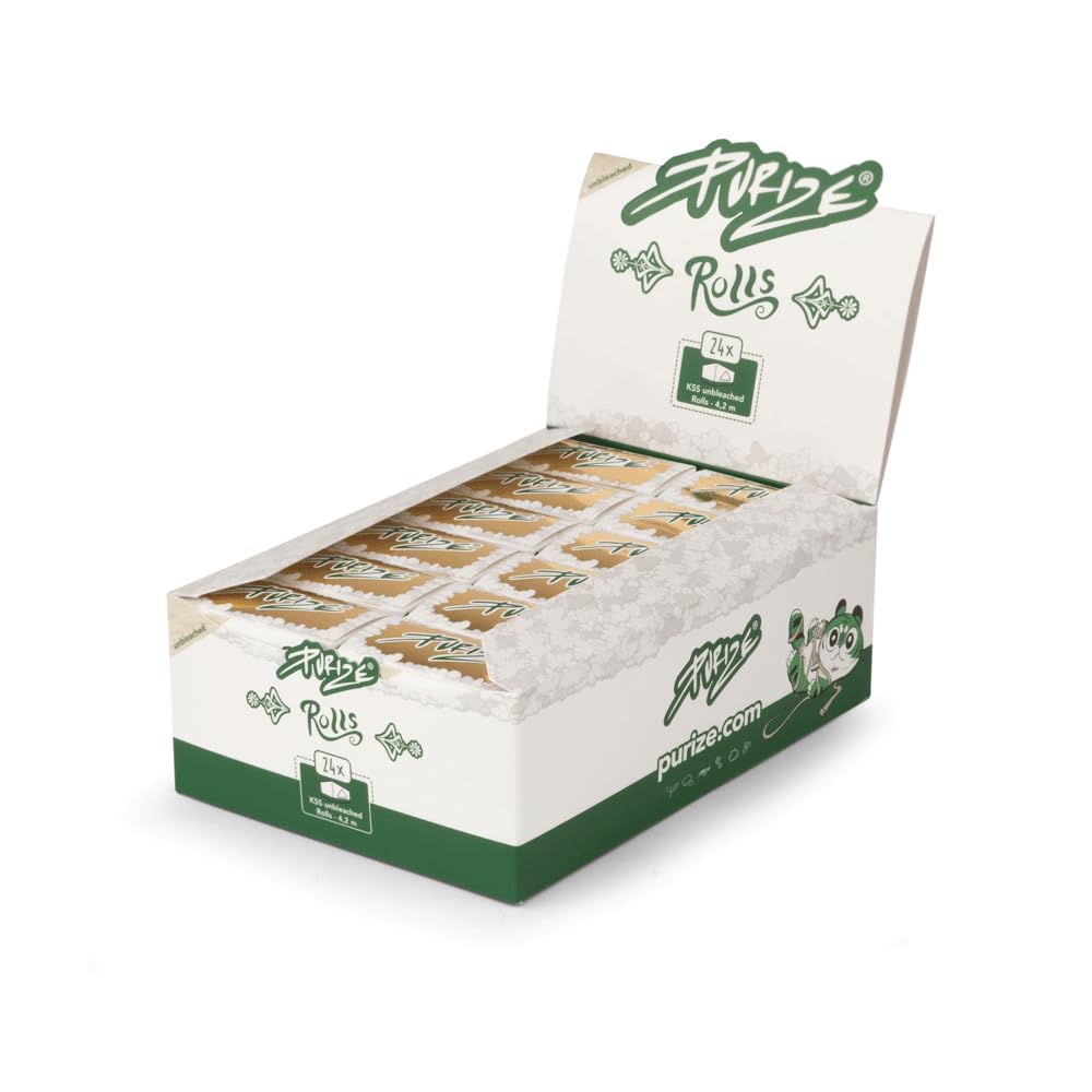PURIZE® Brown Rolls Box - 24 x 4 Meter - Endless-Papers Roll - Ungebleichte, organische und geschmacksneutrale Paper Rolls