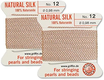 2 Pcs Griffin Silk Beading Cord Thread and Needle Size 12 Light Pink Color image 2