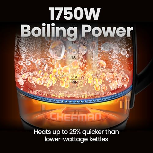 CHEFMAN Lightning High-Powered Electric Kettle, 1.8L 1750W, Rapid Boil 2 Cups in 2 Minutes, BPA Free Cordless Tea Kettle with Digital Temperature Control and 1-Hour Keep Hot – Stainless Steel - image 3