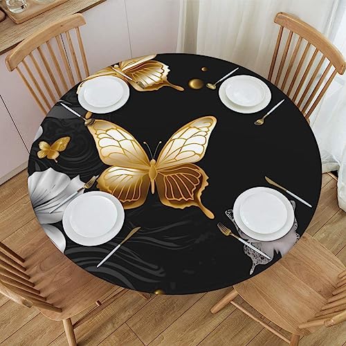 Nappe lavable impermeable et elastique avec motifs dorés pour protection table - 4