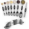 ChefAide Pack of 8 Stainless Steel Magnetic Measuring Spoons Set, Dual Sided, Stackable, Adjustable Teaspoon and Tablespoon Measure Spoon with Leveler, Kitchen Gadgets Set 5