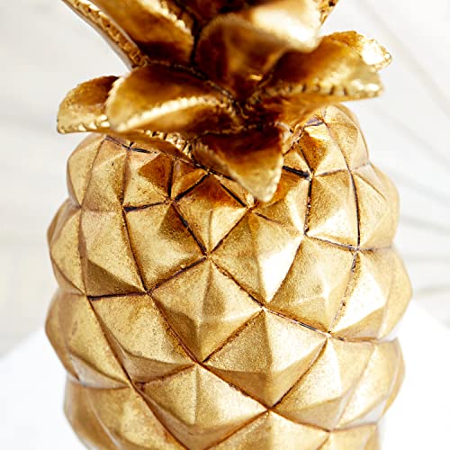 Deco 79 Polystone Fruit Pineapple Sculpture, 6" X 6" X 14", Gold #TOP3