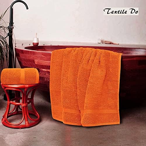 Textile Do 2 X Large Super Jumbo Bath Sheet Towels (Size: 85 x 165 cm)100% Egyptian Cotton Big Bath Sheets Super Absorbent and Quick Dry Body Wrap Towel (Orange, Cotton)
