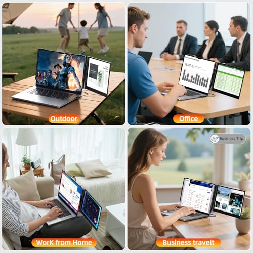 Image of 14 inch Dual Laptop Screen Extender - Upgraded Ultra Thin Portable Monitor for Laptop, FHD 1080P Lightweight Travel Display for 13-17.3 inch Laptop, Plug & Play USB-C /HDMI, Extended Screen for Mac /Windows