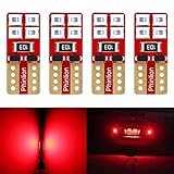 PHINLION Miniature T10 168 194 Red LED Bulbs, Super Bright 8-SMD Wedge 12961 2825 Automobile Lights for Car Interior Dome Map Door Courtesy License Plate Tail Lights, Pack of 4