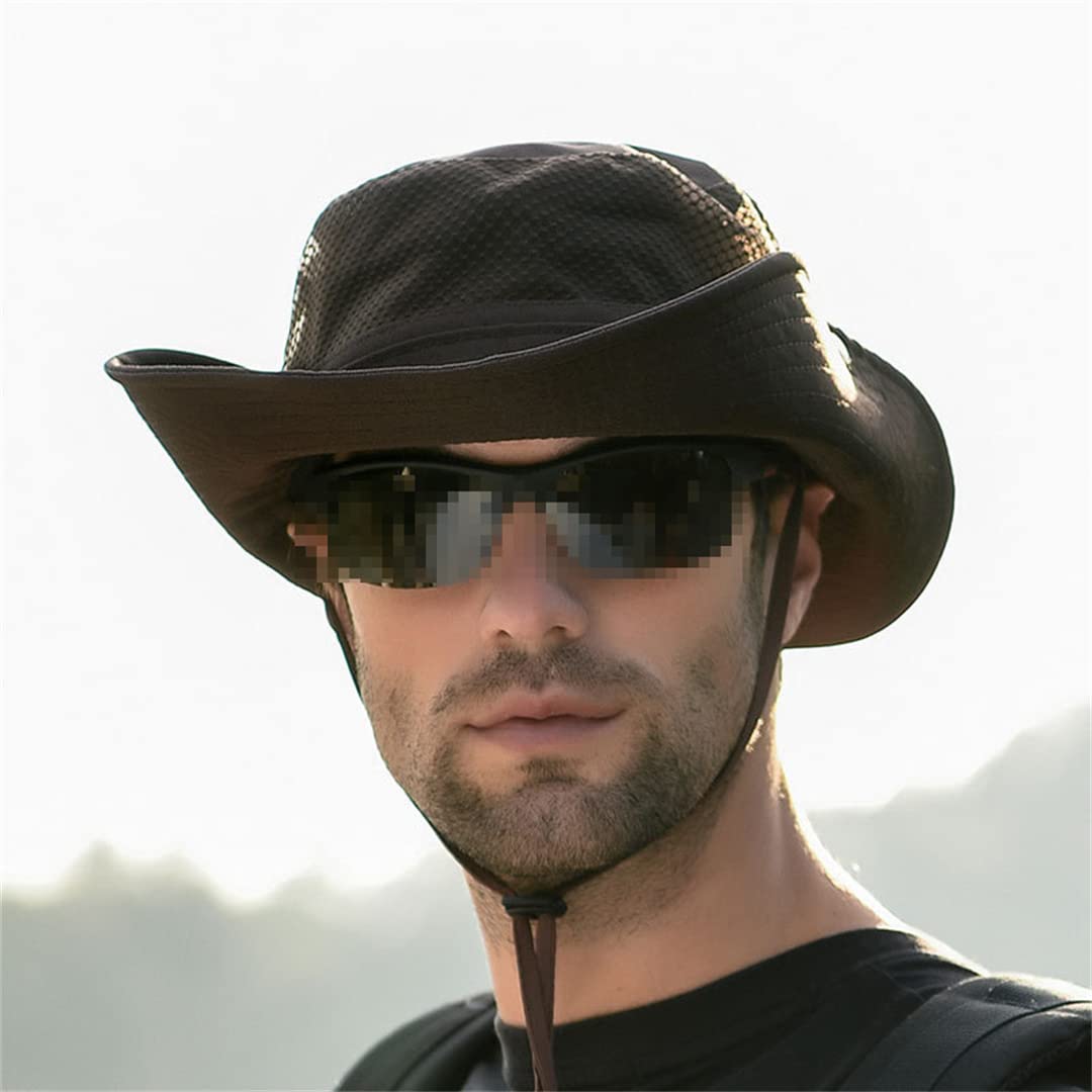 Cappello da Pescatore a Tesa Larga da Uomo, Pieghevole, Grande, con Protezione Solare, Antivento, per Esterni (Grigio Verde, 6 7/8)