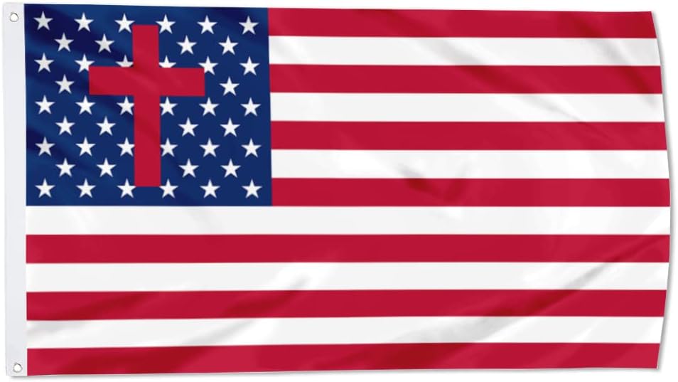 Cayyon American Christian Flag Banner Outdoor Indoor Decoration Flag 3x5Feet Double Stitched Polyester with Brass Grommets