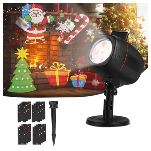 OUSFOT Luces de Proyector, Luces Navidad Impermeable Exterior con 16 Diapositivas de Patrón para Fiesta, Navidad, Festivos [Clase de eficiencia energética A+]