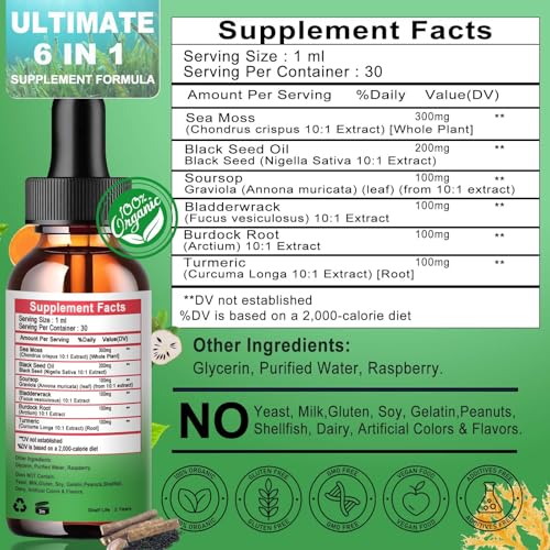 Vita Letuo Sea Moss + Soursop + Black Seed Oil Liquid Drops (30 servings) — view 6