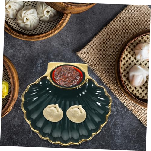 Plato de cerámica en forma de concha para sushi y aperitivos miniatura 2