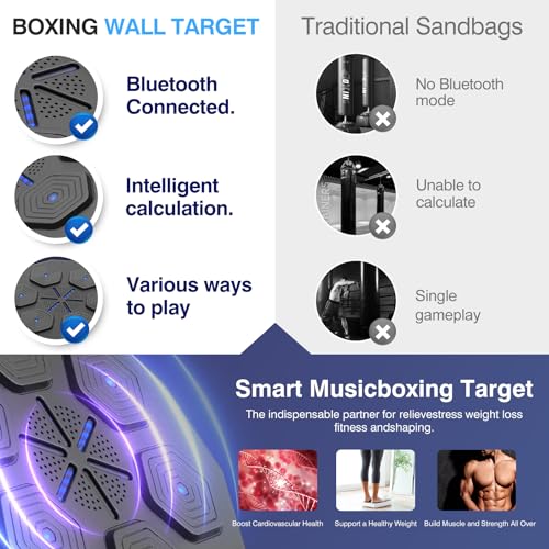 2024 New Music Boxing Machine, Upgraded 2.0 Smart Bluetooth Music Boxing Parent-Child Games, Wall-Mounted Exercise Equipment for Home Exercise - Thumbnail 5