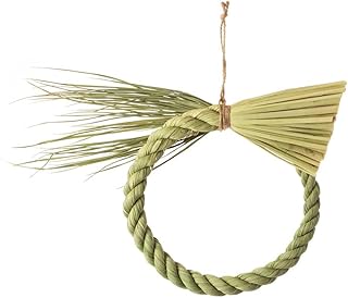 正月しめ飾り わらむ 輪じめ リース・姫 国産わらの縁起物 玄関飾り マンションのドアにも 壁掛け 27×22cm 日本製 国産