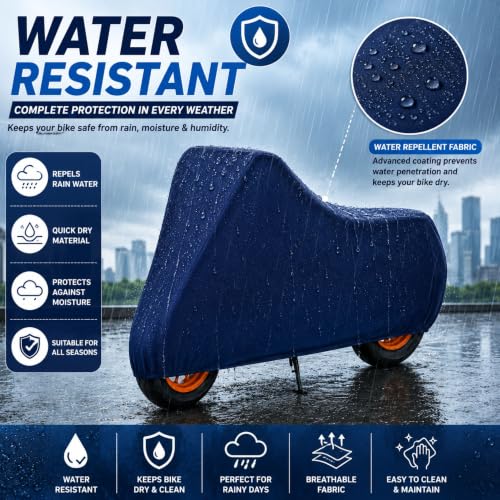 Image of Powerfull Scooty Body Cover for Dio 110 Dustproof Scratchproof - 100% Waterproof Dio 110 Cover for Two Wheeler, Outdoor Full Motorcycle Cover with UV, Duty, Rain Protection - Blue