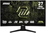 msi MAG MAG 274CF E20 27-inch 1920 x 1080 (FHD) Gaming Monitor, 200Hz, Adaptive-Sync, HDMI, DisplayPort, VESA Mountable, Tilt, Height Adjustable, Speaker, 0.5ms, Black