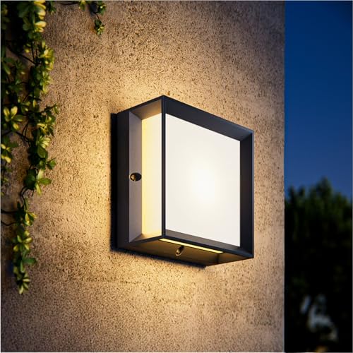 Klighten Applique da Parete E27x2 Esterno/Interno,Max 60W,IP65 Impermeabile per Interni ed Esterni,PC + Aluminio,Lampadina Non Inclusa,Antracite