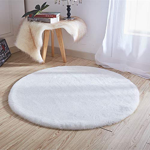 SXYHKJ Peau de Lapin Artificielle synthétique,Cozy Sensation comme véritable Laine Tapis en Fourrure synthétique, Man-Made Laine Tapis de Canapé Coussin (Blanc, 60x60cm)