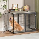 47'' Furniture-Style Dog Kennel with Double-Lock Large Dog Crate End Table for Golden Retrievers Indoor Wooden Pet House with Spacious Top for Home Decor
