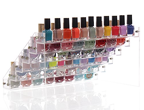 Sooyee Acrylic 6 Layer Nail Polish Organizer Case Tabletop Display Stand on the Table or Desk Holds Up 72 Bottles,Clear 6 Tier Essential Oils Holder Rack 12.2x9.5x6.9 Inches,Pack of 1