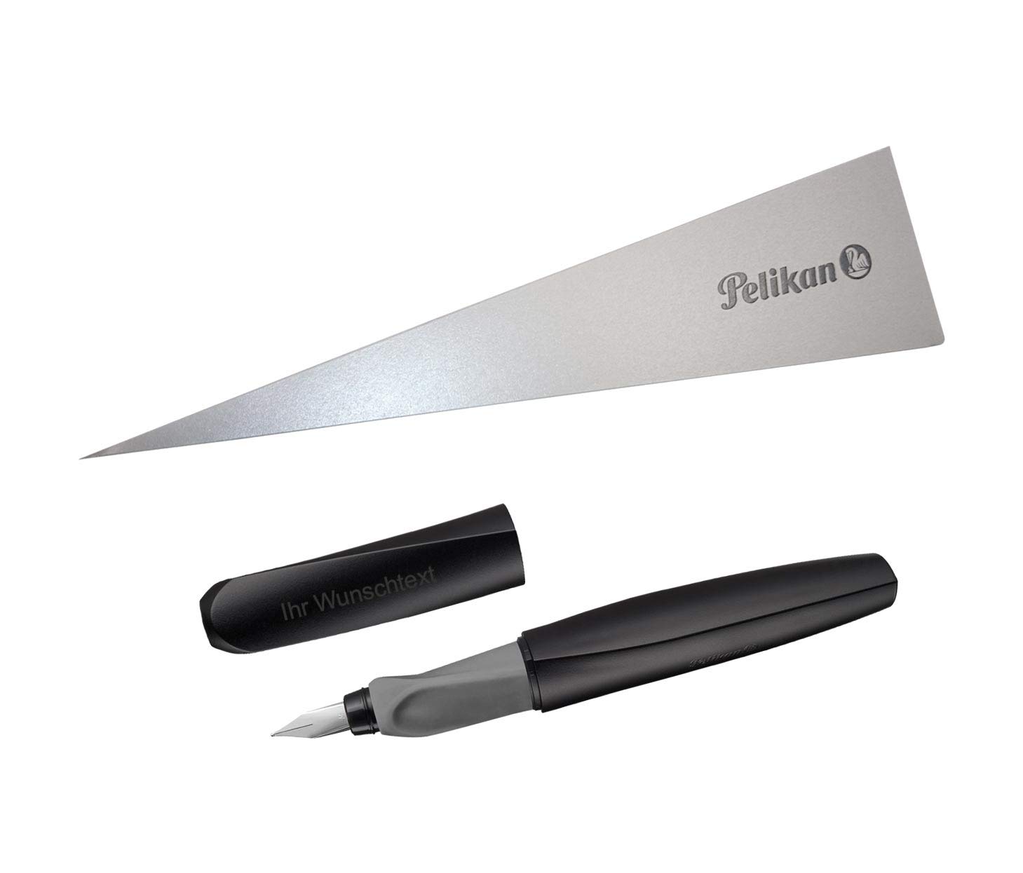 Pelikan Füllhalter Twist P457 – Schwarz, Inkl. Laser-Gravur, Mit Praktischem Taschen-Clip