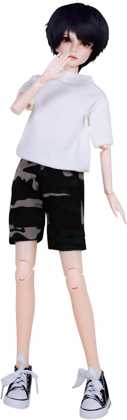 Proudoll Customized 1/3 BJD Doll 60cm 24" Ball Jointed SD Dolls Move Joints PVC DIY Male Doll Body Handmade Makeup, T-Shirt, Shorts, Shoes and Wig