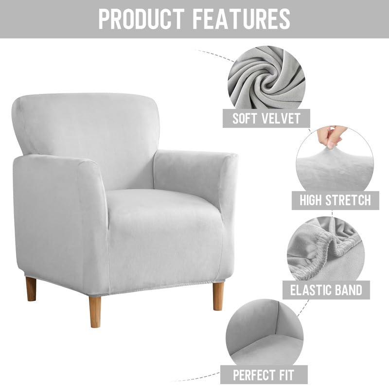 Mingfuxin Velvet Armchair Sofa Covers, Stretch Banquet Tub Chair Covers Slipcovers, Removable Bucket Sofa Couch Cushion Covers for Living Room Home Decoration Furniture Protector - Image 2