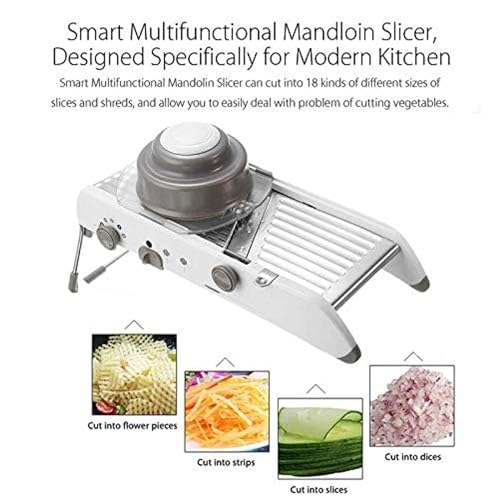 Image of DAYANIDHI Stainless Steel Vegetable Slicer Cutter Grater Chopper | 18 in 1 Multipurpose Mandoline Kitchen Tool | Sharp Double Adjustable Blades | Firm Grip for Effortless Fruit Cutting