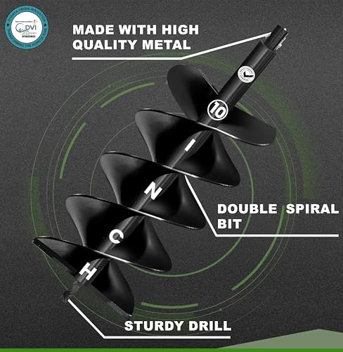 Image of DVI Universal Double Spiral 10 Inch Earth Auger Drill Bit /Planter | Fit In Every Type of Earth Auger | Made With High Metal & ISI Approved Pipe For Durablity | For Digging Holes, Plantation.