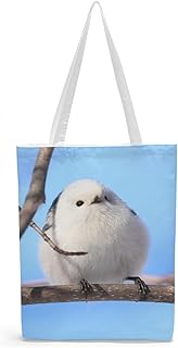 シマエナガ エコバッグ トートバッグ キャンバスバッグ 大容量 ハンドバッグ 肩掛け ショルダーバッグ カバン 通学 通勤 萌え グッズ しまえなが エナガ 鳥 雪の妖精 とり S