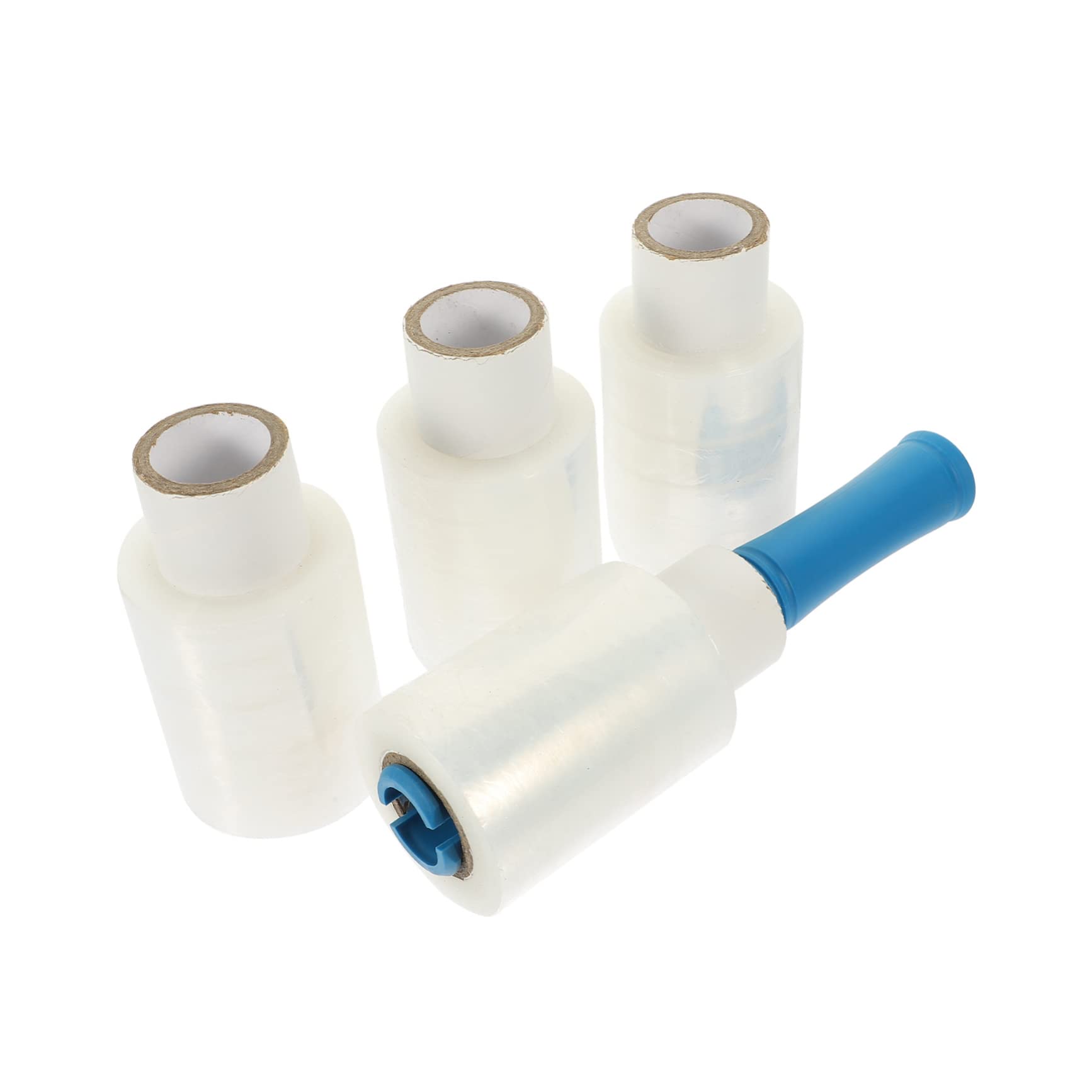 STOBOK 1 Set Handle Stretch Film Clear Adhering Plastic Wrap Film Mini Stretch Wrap Roll Miniature Shrink Handheld Wrapping Film Handle Industrial Elastic Film