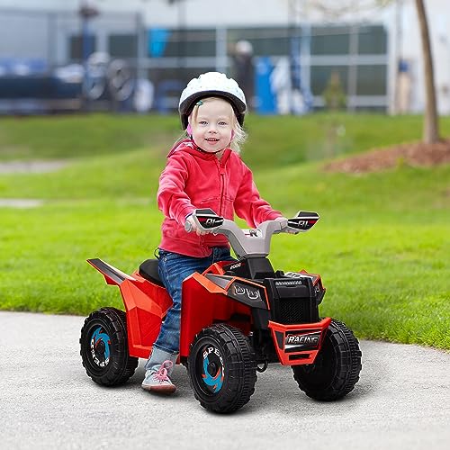 Aosom Kids ATV Quad Car, 6V Four-Wheeler Ride on Toy for Kids with Forward Backward Function, Wear-Resistant Wheels for Toddlers Ages 18-36 Months, Red