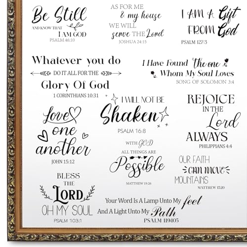 Geyoga 12 Pcs Inspirational Quote Mirror Decals Vinyl Positive Saying Affirmations Mirror Stickers Motivational Window Decals Peel and Stick for Home Office Staff Bathroom Wall Art(Religious)