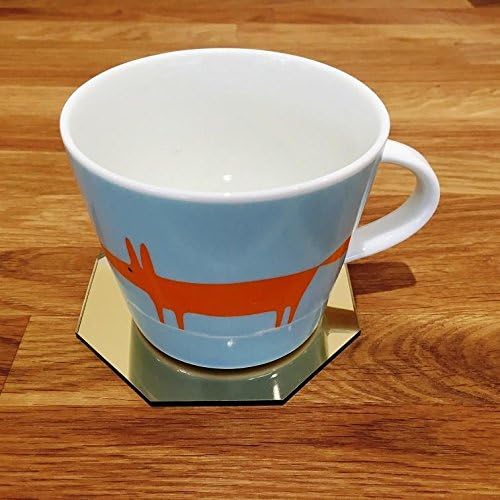 Octagonal Shaped Coaster Set by Super Cool Creations, Gold Mirror - Set of 6