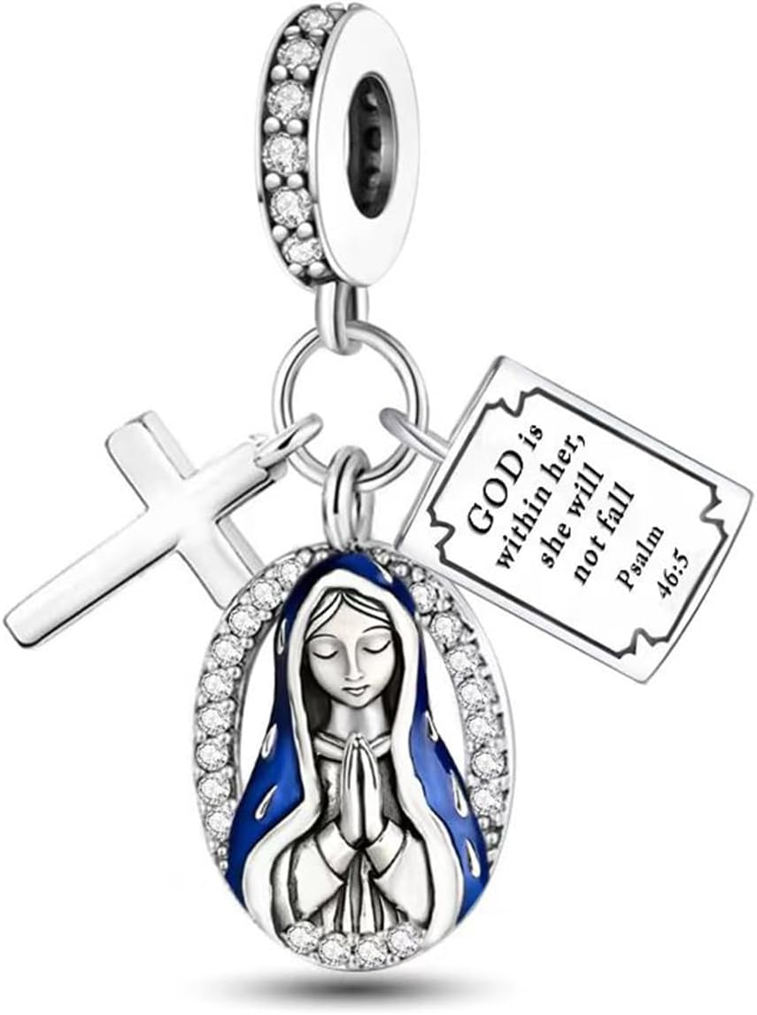 925 Sterling Silver Cross Charms for Bracelets and Necklaces, Butterfly Heart Flower Beads Bracelet Charm, Mother's Day Anniversary Women's Jewelry Gifts