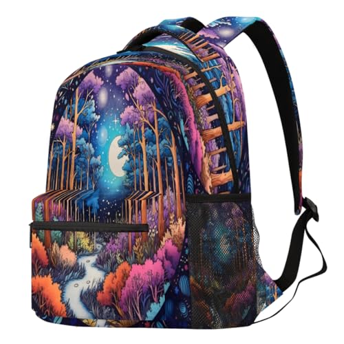 Sac à dos école et loisirs grand volume avec paysage forêt 3D