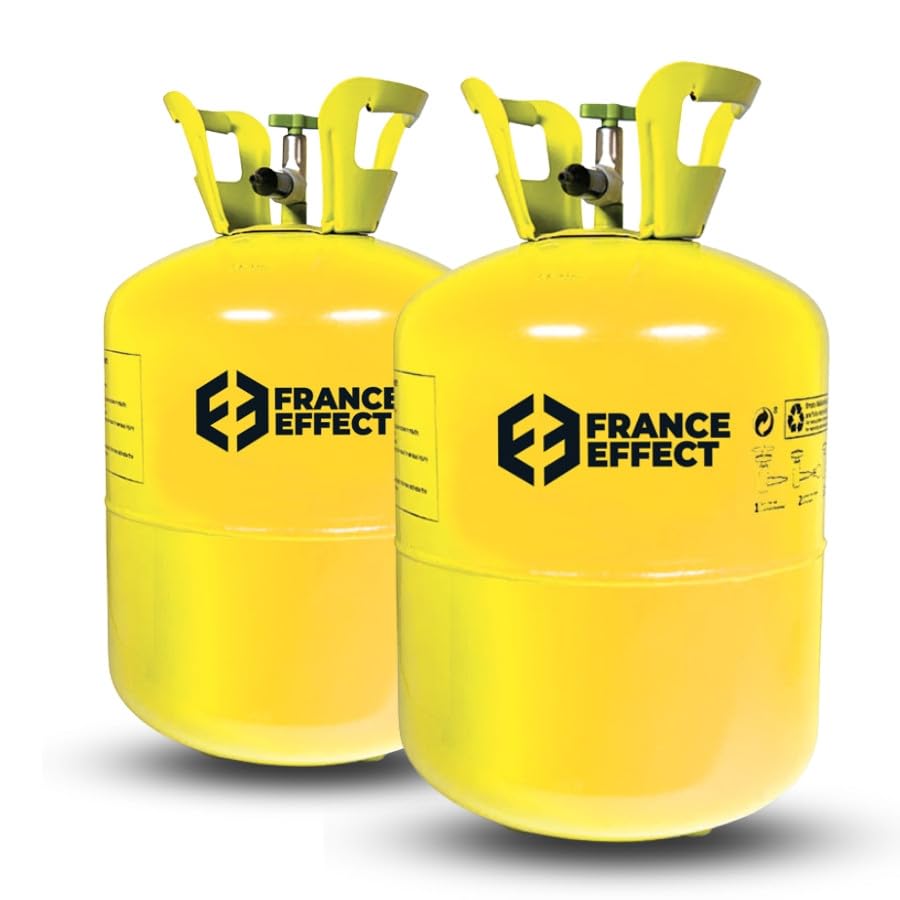 Pack de 2 Bouteilles d'Hélium France Effect - Gonfle Jusqu’à 100 Ballons (50 par Bouteille) | Usage Festif pour Mariages, Anniversaires, et Événements
