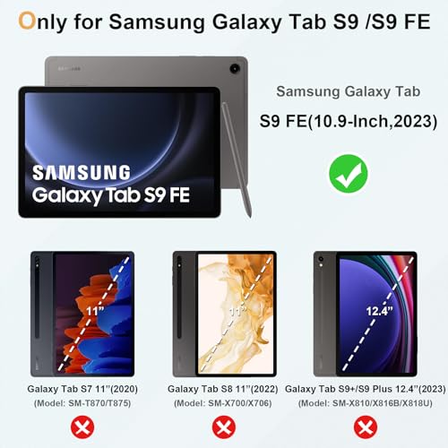 SIBEITU Case for Samsung Galaxy Tab S9 11 Inch/Galaxy Tab S9 FE 10.9 Inch 2023 for Kids with Screen Protector Stand, Kids Friendly Shockproof Case with Shoulder Strap for Samsung Tab S9/S9 FE, Blue