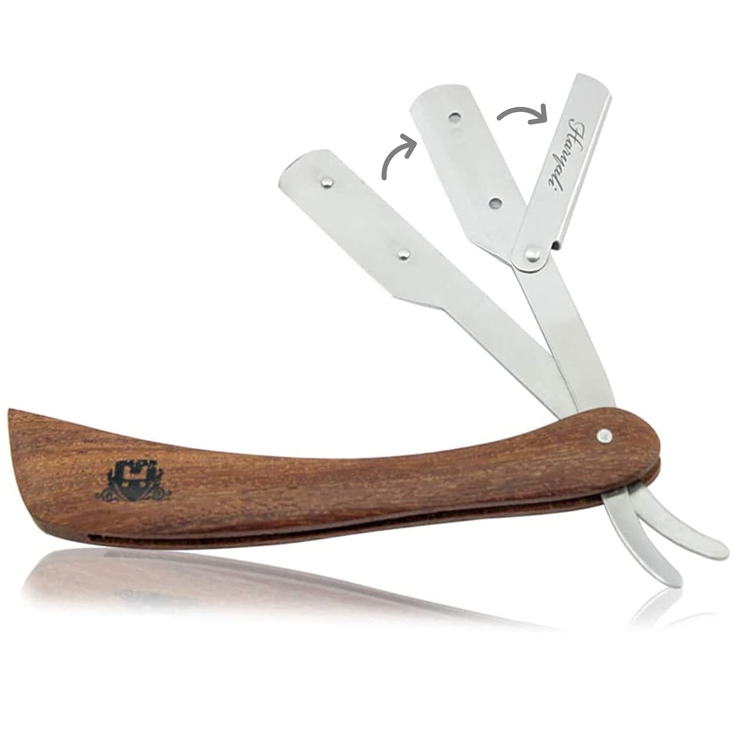 Haryali London Pure Rose Wood Shaving Razor, Cut Throat Razors/Shavette Razor(NO BLADES INCLUDED) + Leather Pouch